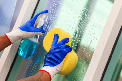 Protective gloves and cleaning tools prepared for safe use