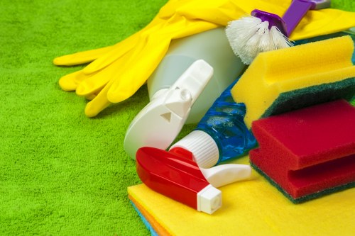Cleaner performing a detailed indoor cleaning task